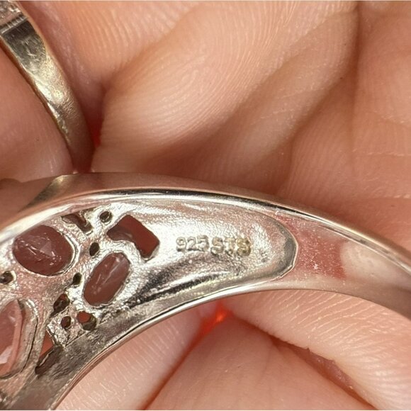 Chuck Clemency Sterling Silver Ring Blue Gemstone Oval Cluster STS size 9 QVC - Picture 11 of 14